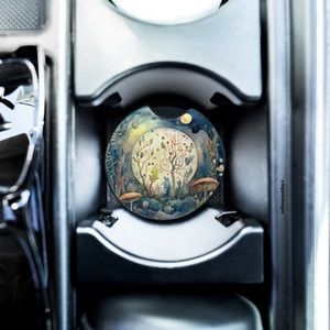 Full Moon Mushroom Car Coaster 2 Pack